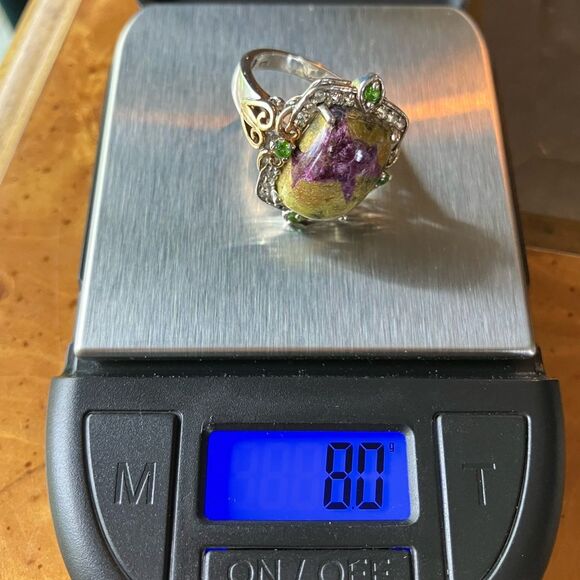 Tasmanian Stichtite Chrome Diopside Sterling Silver Cocktail Ring Size 9 - Picture 11 of 11